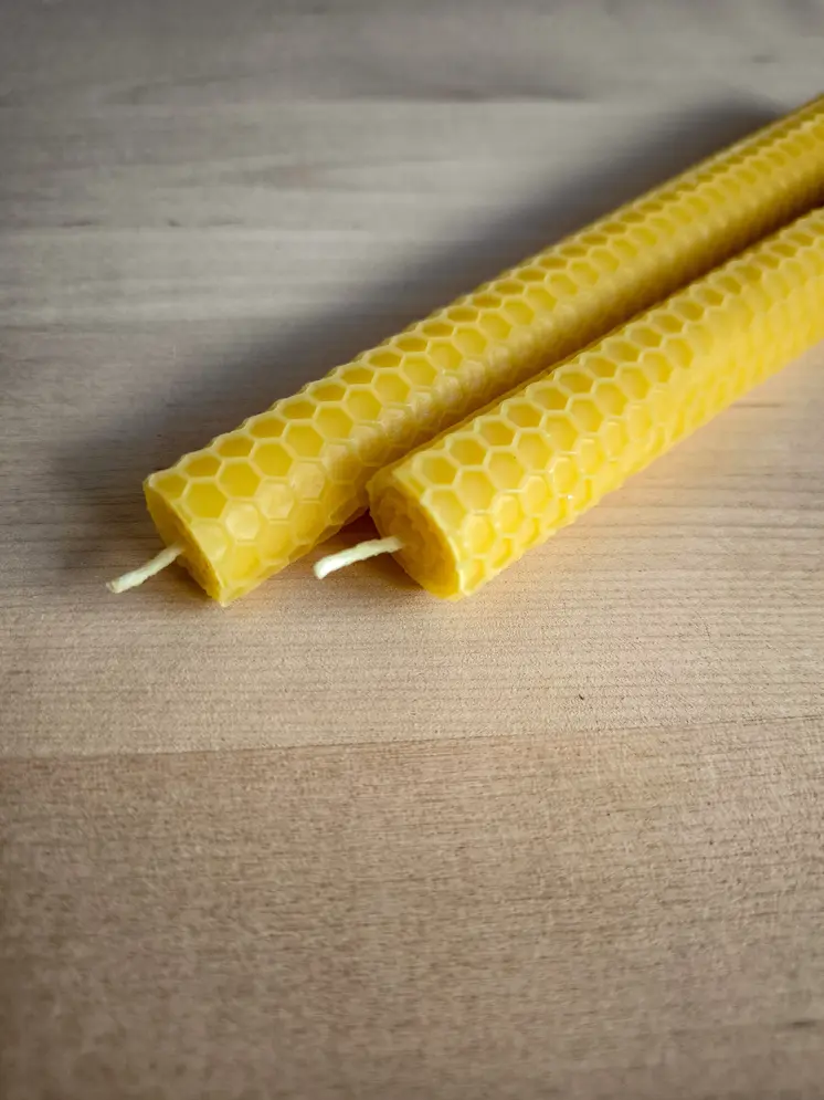 Honeycomb rolled beeswax taper candles