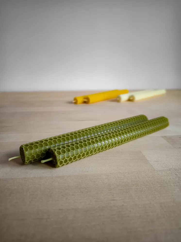 Honeycomb rolled beeswax taper candles