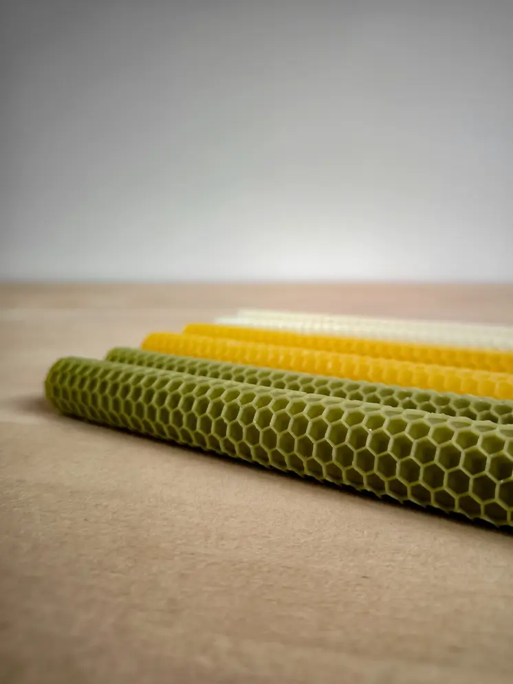 Honeycomb rolled beeswax taper candles