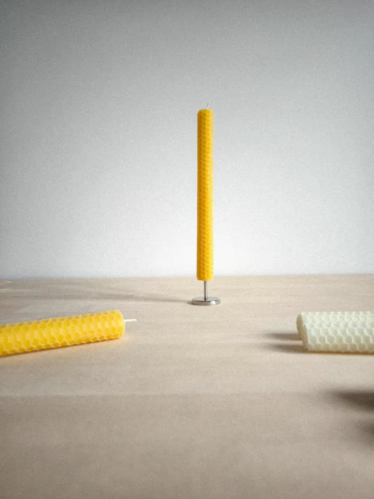 Honeycomb rolled beeswax taper candles