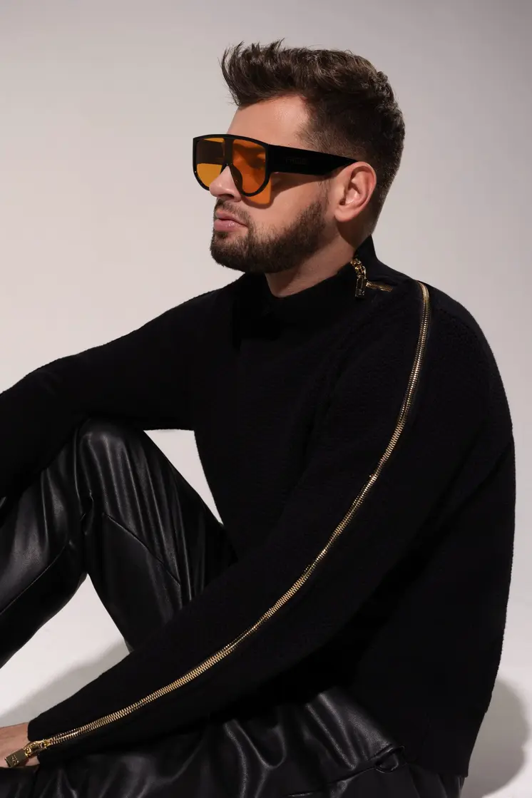 Zipped Turtleneck Sweater