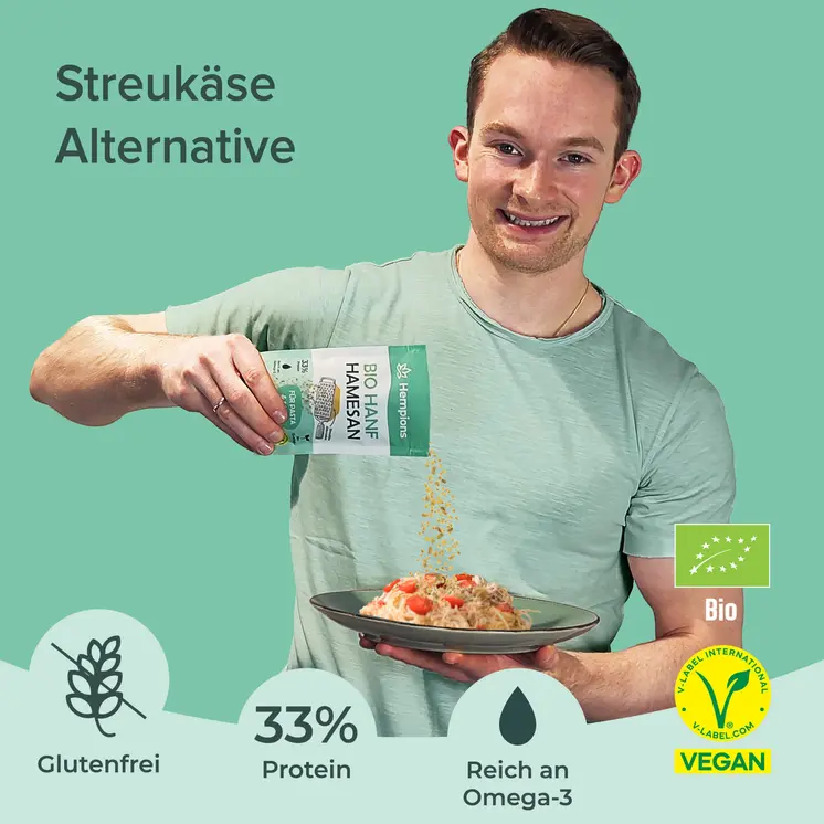 Bio Hanf Hamesan – vegane Streukäse-Alternative