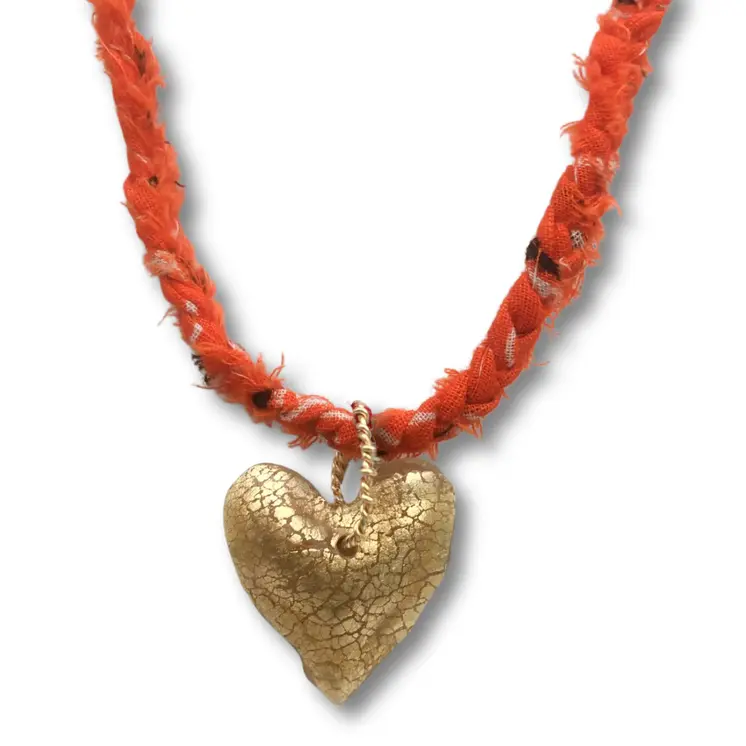 Upcycled Bandana Heart Necklace
