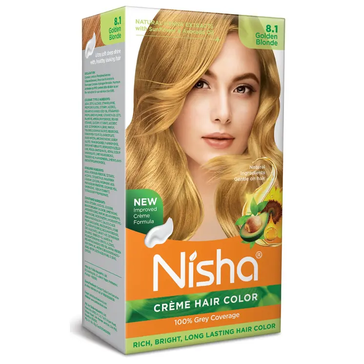 Nisha Creme Hair Color for Women and Men - Golden Blonde, 120gm, Long-lasting, 100% Grey Coverage Permanent Hair Colour