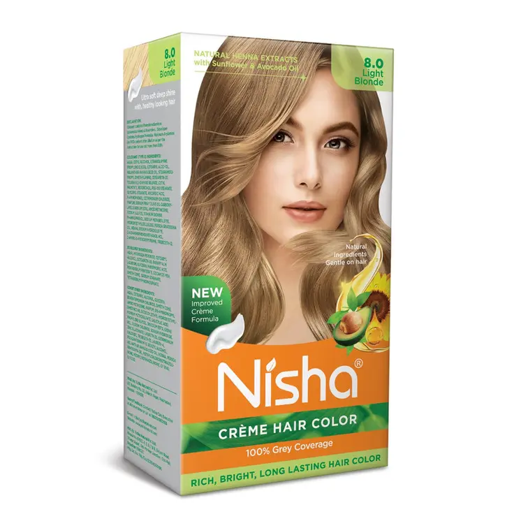 Nisha Creme Hair Color for Women and Men - Light Blonde, 120gm, Long-lasting, 100% Grey Coverage Permanent Hair Colour