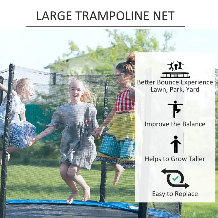 13ft Trampoline Enclosure Net, Safety Barrier, Durable Mesh, Outdoor Activity, Easy Assembly | HOMCOM