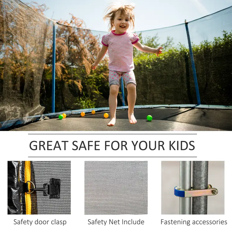 13ft Trampoline Enclosure Net, Safety Barrier, Durable Mesh, Outdoor Activity, Easy Assembly | HOMCOM