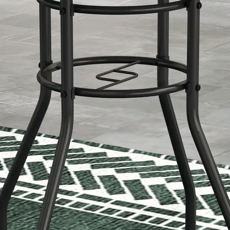 Garden Table with Tempered Glass Top, Printed Design, Steel Frame, for Porch, Multicolour | Outsunny