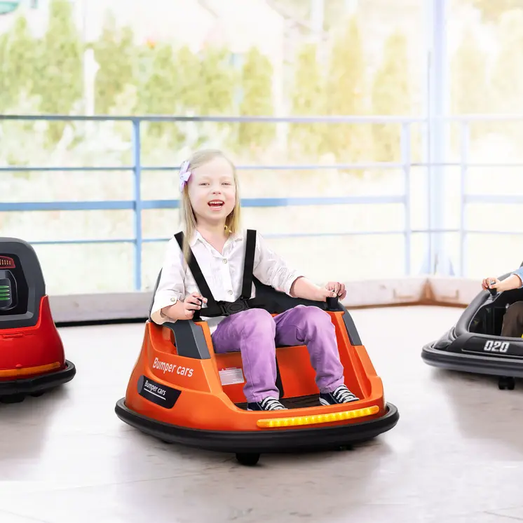 Bumper Car, 360° Rotation Spin 12V Kids Electric Car with Lights, Music, for Ages 1.5-5 Years - Orange | HOMCOM