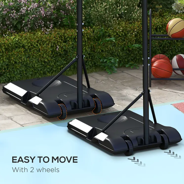 Adjustable Basketball Stand Net System, with Wheels, Enlarged Base, PE, Backboard, 179-209cm | SPORTNOW
