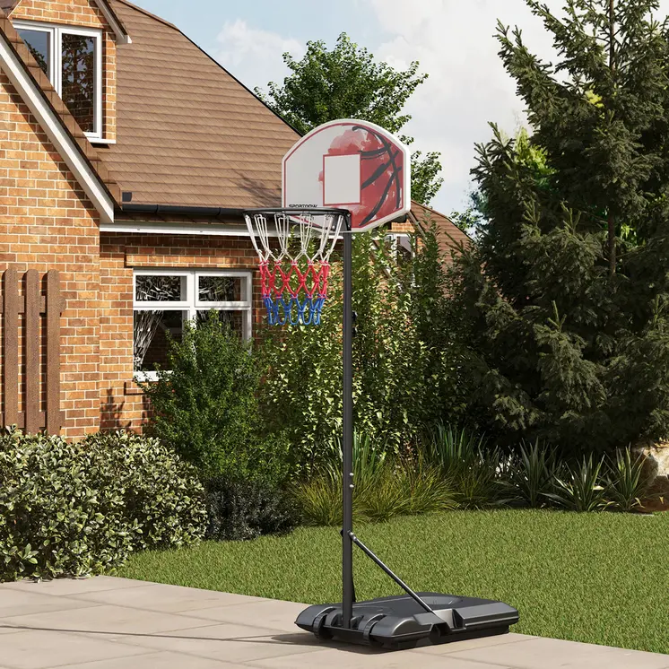 Adjustable Basketball Stand Net System, with Wheels, Enlarged Base, PE, Backboard, 179-209cm | SPORTNOW