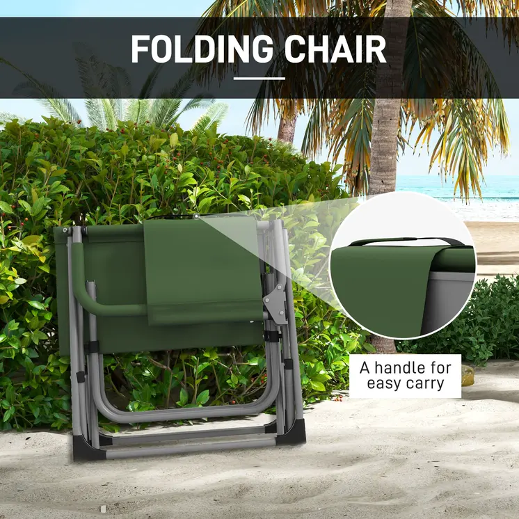 Folding Director's Chair, Portable Camping Chair with Side Table, Durable Outdoor Seating, Green | Outsunny