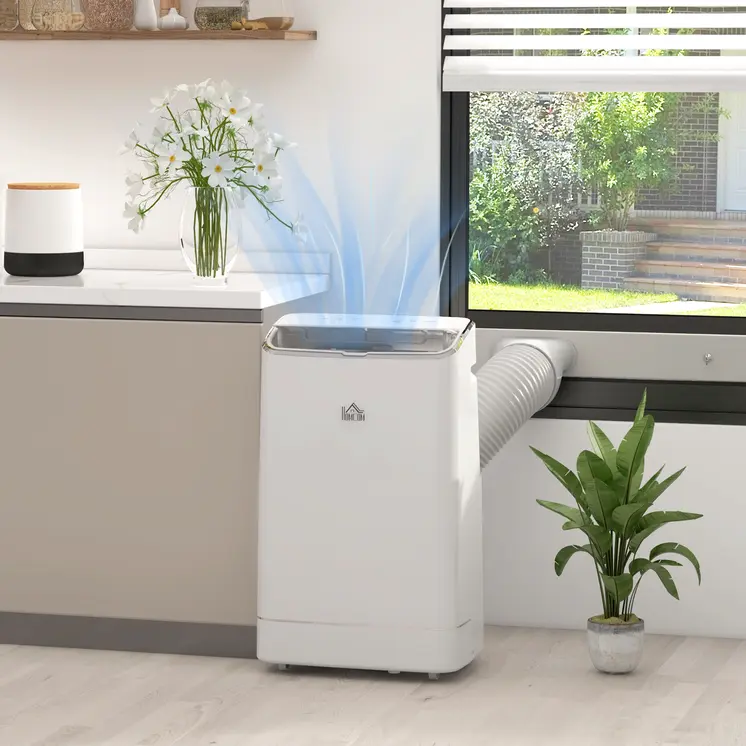 5-in-1 Portable AC Unit 14,000 BTU, with APP & Remote Control, Dehumidifier, Heater, Cooler, 24 Hour Timer, Self-evaporating System by HOMCOM