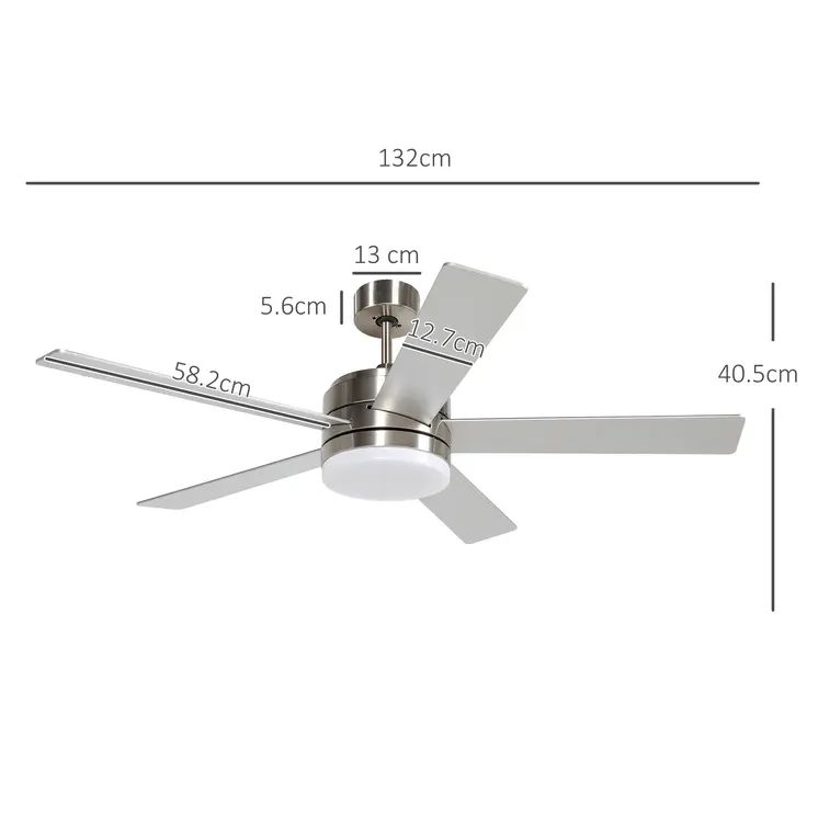 Ceiling Fan w/ Lights 5 Reversible Blades, Remote Control, for Bedroom, 5-Speed Ceiling Fan with Light for Living Room | HOMCOM