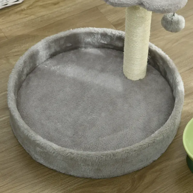 44cm Cat Tower with Sisal Cat Scratching Post, Cat Claw Shape, Light Grey | PawHut