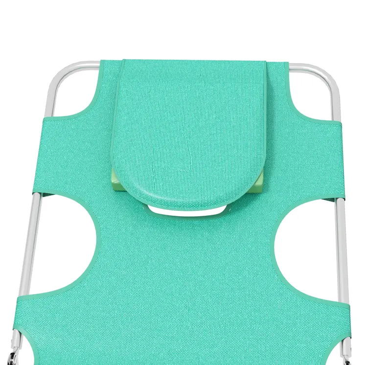 Foldable Sun Lounger Set of 2 w/ Reading Hole, Portable Sun Lounger w/ 5 Level Adjustable Backrest, Reclining Lounge Chair w/ Side | Outsunny