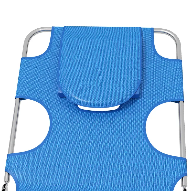 Foldable Sun Lounger Set of 2 with Reading Hole, Portable Sun Lounger with 5 Level Adjustable Backrest, Reclining Lounge Chair | Outsunny