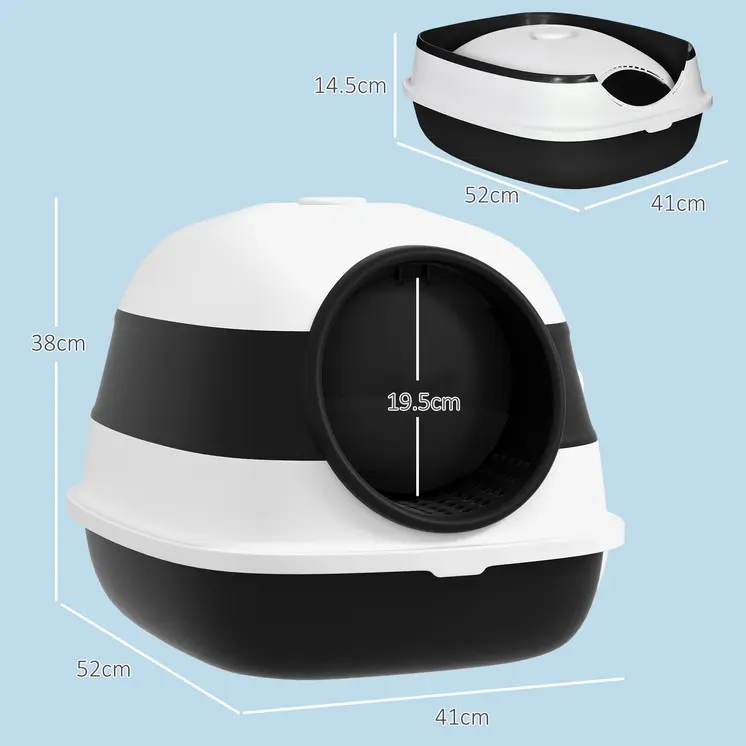 Foldable Cat Litter Tray with Lid, Deodorant, Scoop, Black | PawHut