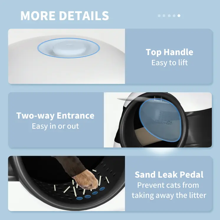 Foldable Cat Litter Tray with Lid, Deodorant, Scoop, Black | PawHut