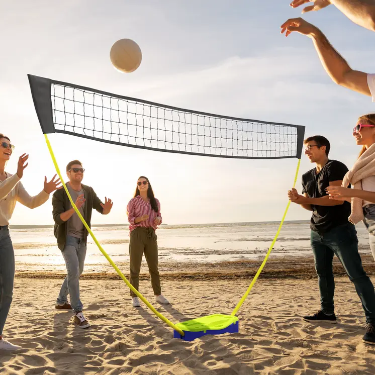 Badminton Set with Volleyball Net, Portable Badminton Net with 2 Rackets, 2 Shuttlecocks and Carry Case, for Indoor Outdoor Sports | SPORTNOW