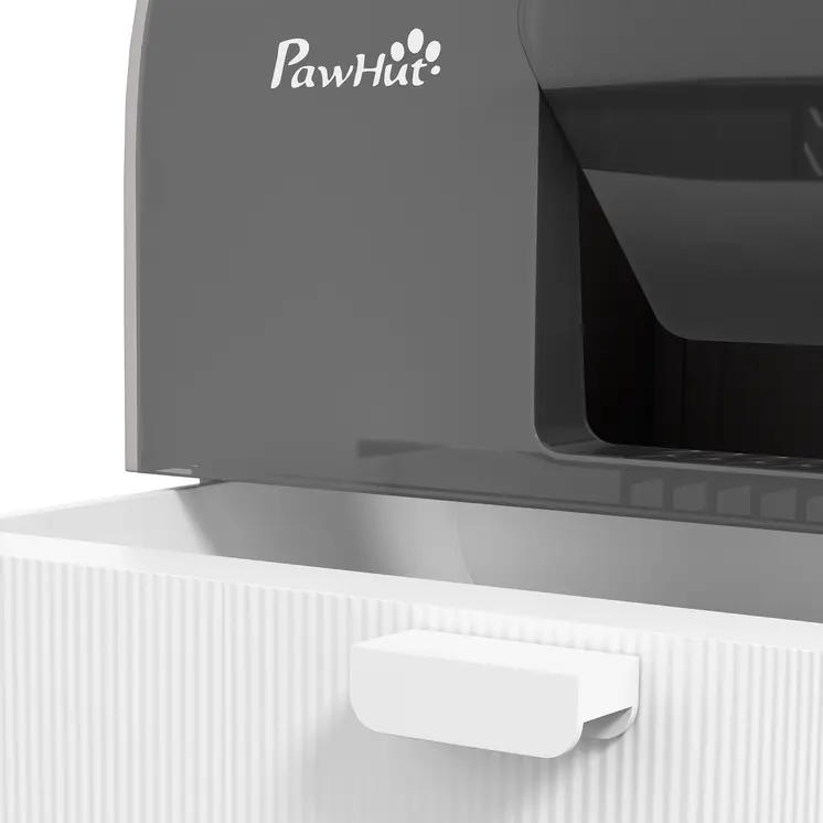 Hooded Cat Litter Box, Kitten Litter Tray, with Lid, Scoop, Filter, Flap Door, Light Grey | PawHut