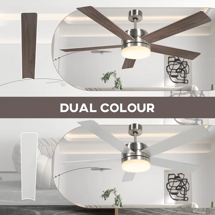 Ceiling Fan w/ Lights 5 Reversible Blades, Remote Control, for Bedroom, 5-Speed Ceiling Fan with Light for Living Room | HOMCOM