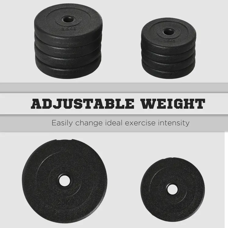 20KG Adjustable Weights Dumbbells Set, Dumbbell Hand Weights for Home Office Gym Body Fitness Lifting Training, Black | HOMCOM