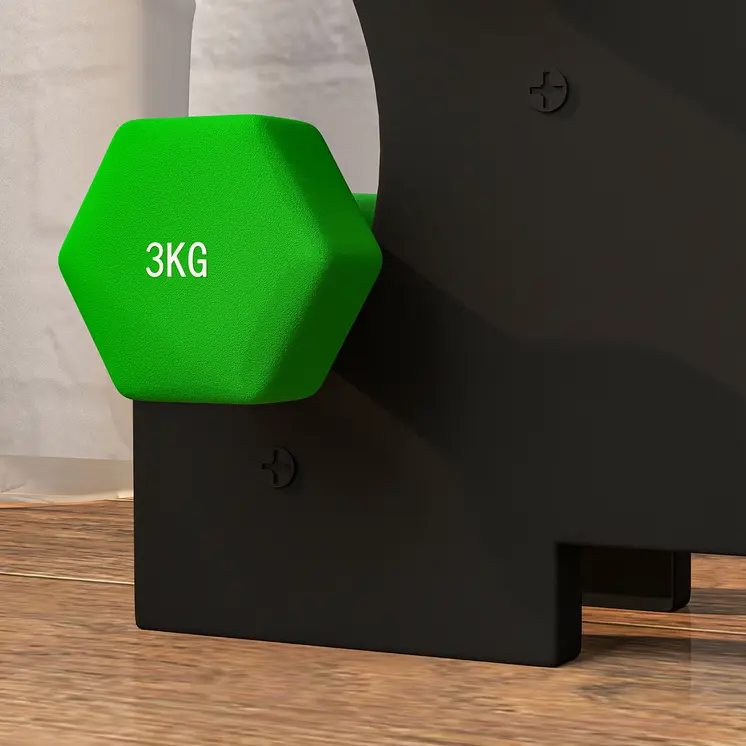 2 x 1kg, 2 x 2kg, 2 x 3kg Dumbbells Set with Dumbbell Rack, Hand Weights for Home Gym Training | SPORTNOW