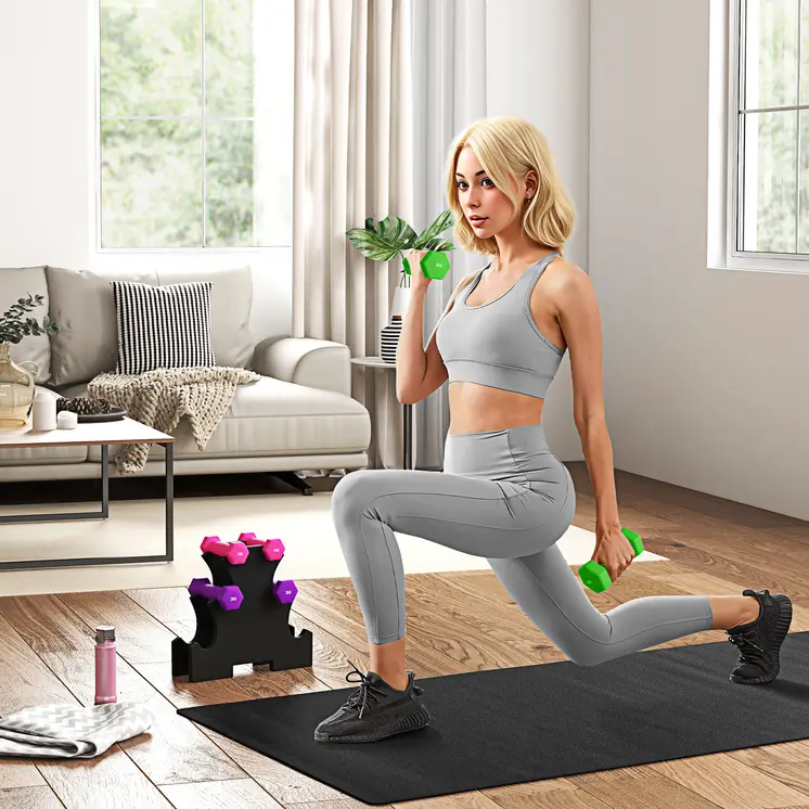2 x 1kg, 2 x 2kg, 2 x 3kg Dumbbells Set with Dumbbell Rack, Hand Weights for Home Gym Training | SPORTNOW
