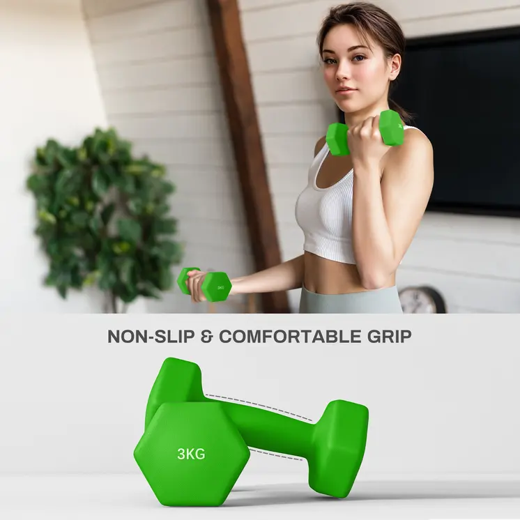 2 x 1kg, 2 x 2kg, 2 x 3kg Dumbbells Set with Dumbbell Rack, Hand Weights for Home Gym Training | SPORTNOW