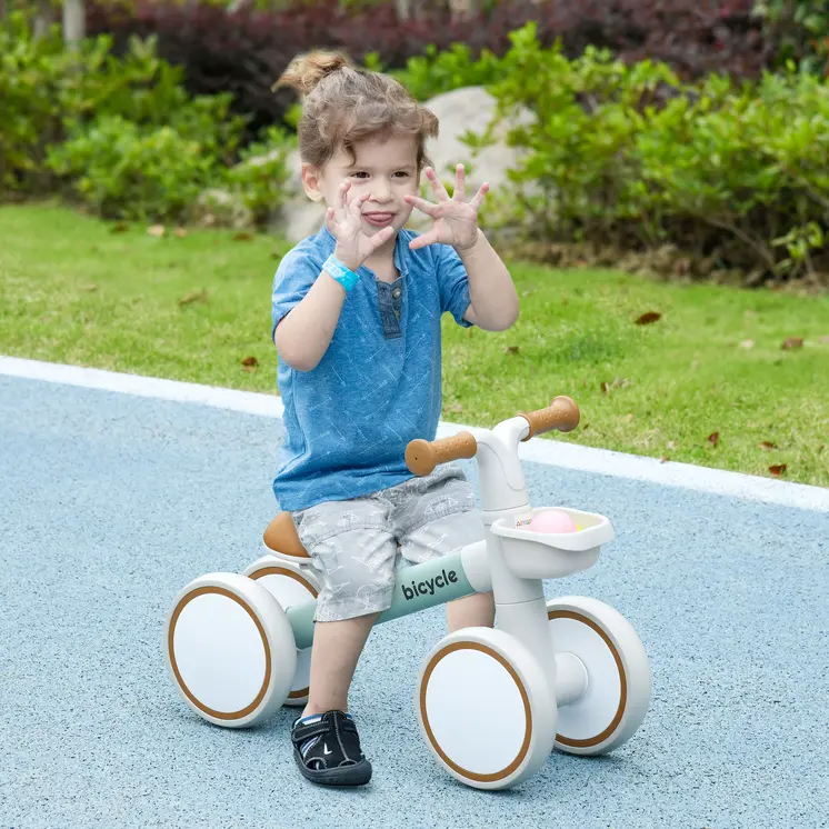 Kids Balance Bike for 1-3 Years Old with Adjustable Seat, Silent Wheels, Green by AIYAPLAY