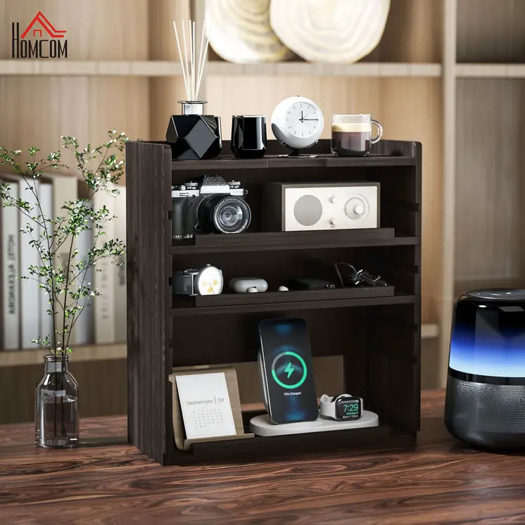 Four-Tier PC Desk Organiser - Dark Brown by HOMCOM