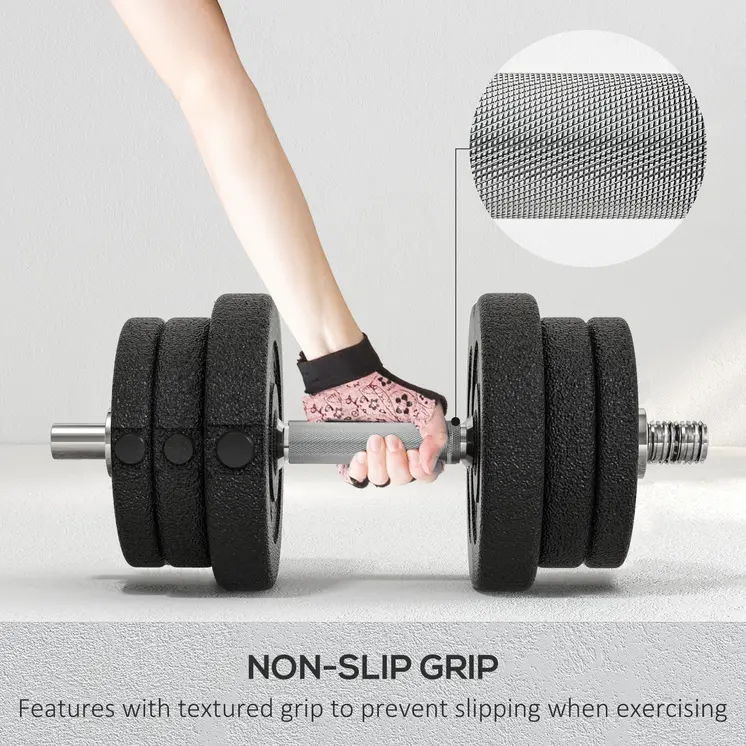 25KG Adjustable Weights Dumbbells Set, Dumbbell Hand Weights for Home Office Gym Body Fitness Lifting Training, Black by HOMCOM