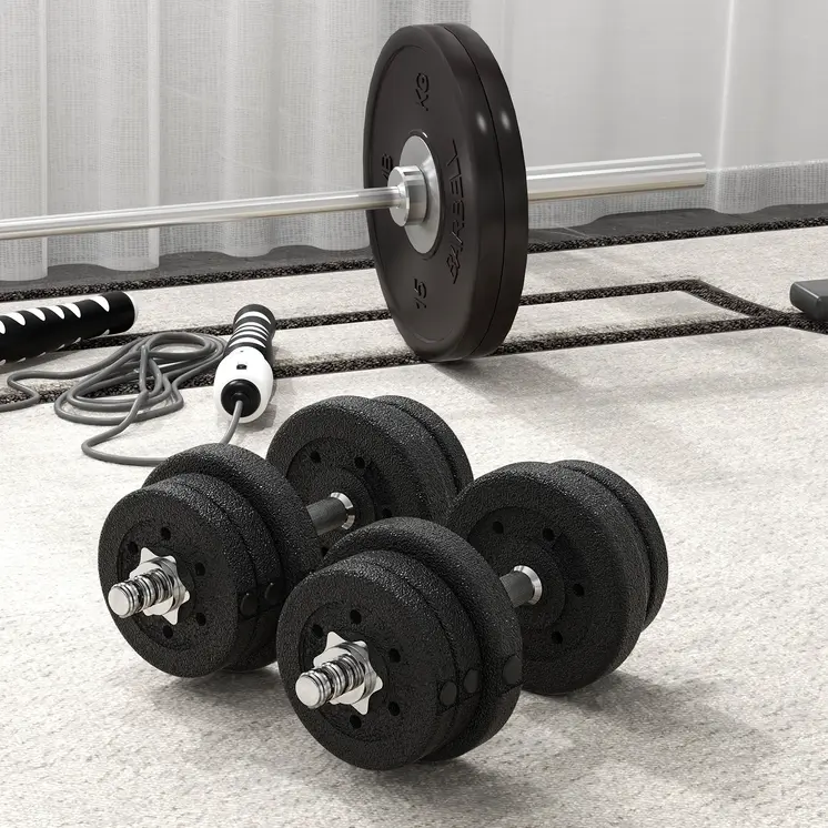 25KG Adjustable Weights Dumbbells Set, Dumbbell Hand Weights for Home Office Gym Body Fitness Lifting Training, Black by HOMCOM