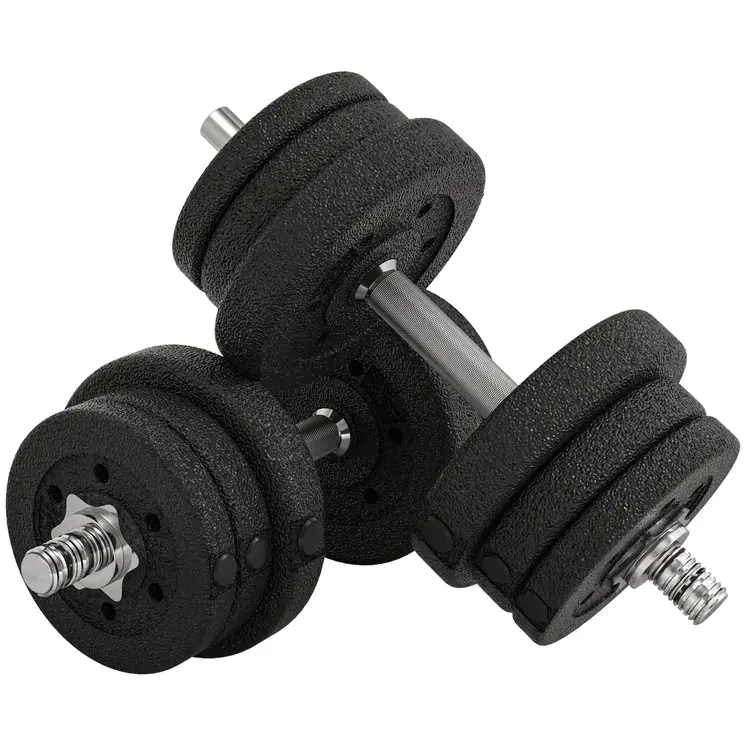 25KG Adjustable Weights Dumbbells Set, Dumbbell Hand Weights for Home Office Gym Body Fitness Lifting Training, Black by HOMCOM