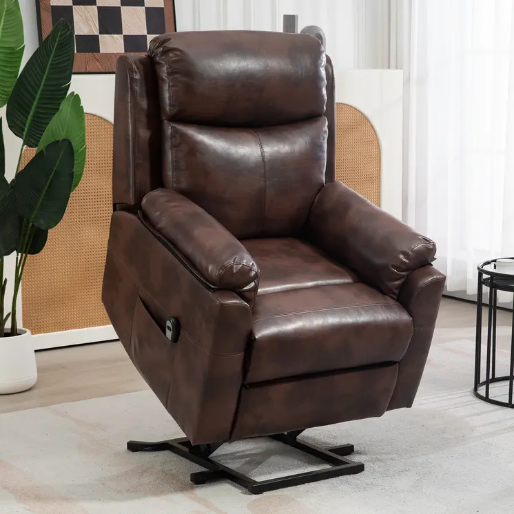 Riser and Recliner Chair, Lift Chair with Remote Control, Side Pockets, Pocket Spring in Dark Brown by HOMCOM