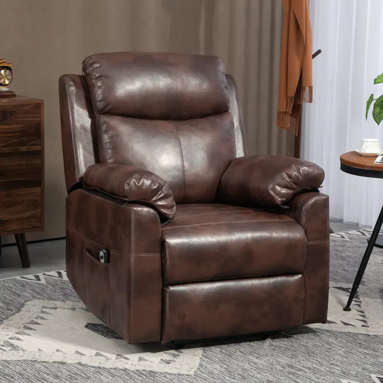 Riser and Recliner Chair, Lift Chair with Remote Control, Side Pockets, Pocket Spring in Dark Brown by HOMCOM