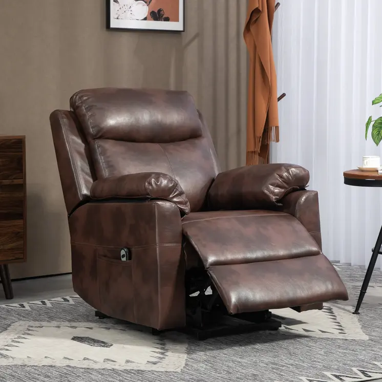 Riser and Recliner Chair, Lift Chair with Remote Control, Side Pockets, Pocket Spring in Dark Brown by HOMCOM
