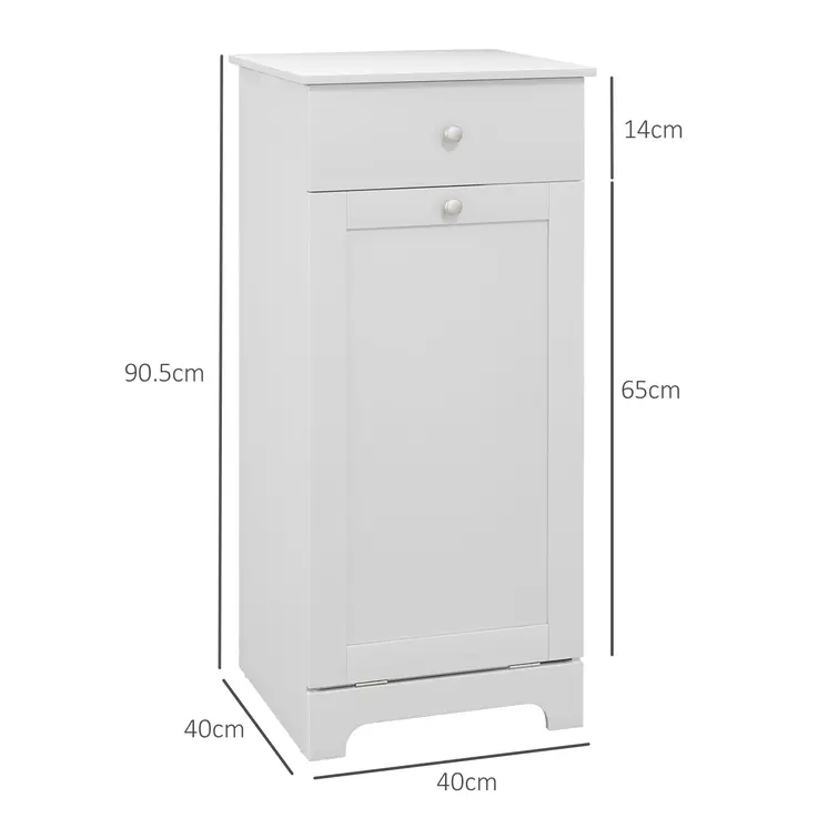 Bathroom Cabinet with Laundry Basket, Bathroom Storage Unit with Foldable Laundry Hamper and Drawer for Washroom, White by HOMCOM