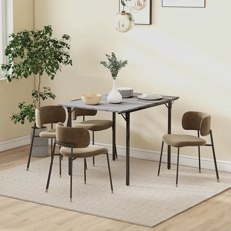 HOMCOM Folding Kitchen Table, Drop Leaf Dining Table, Extendable Kitchen Table for 2-4 People in Grey