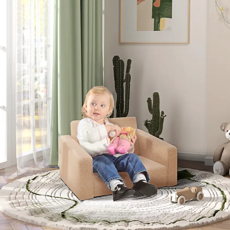 Kids 2 in 1 Sofa Beds Convertible Sofa Armchair, Foldable Recliner for Bedroom, Playroom, Living Room | AIYAPLAY
