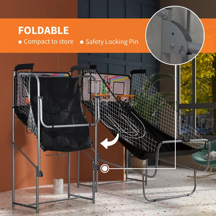 Foldable Double Shot Basketball Arcade Game with 8 Modes | SPORTNOW
