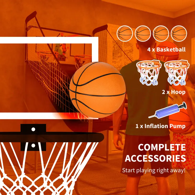 Foldable Double Shot Basketball Arcade Game with 8 Modes | SPORTNOW