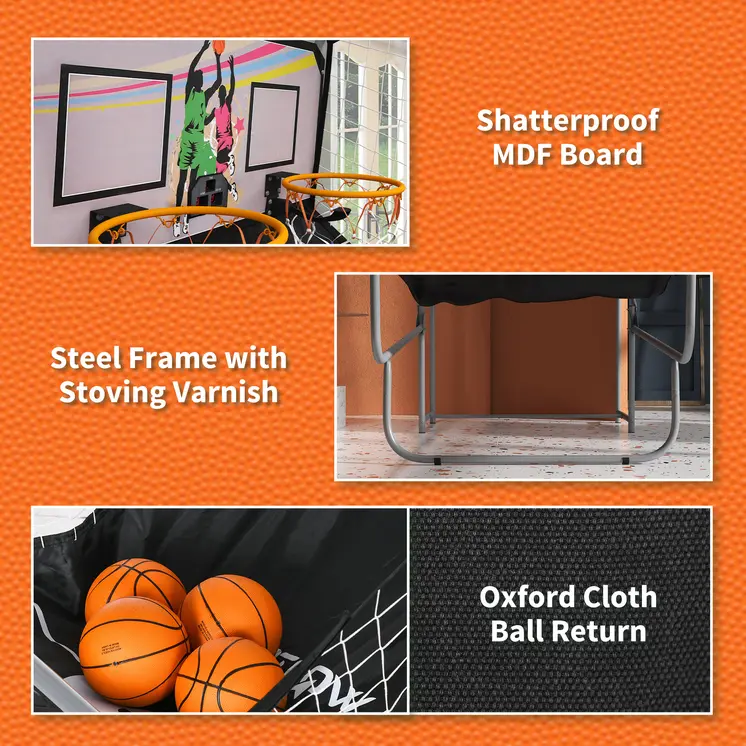 Foldable Double Shot Basketball Arcade Game with 8 Modes | SPORTNOW