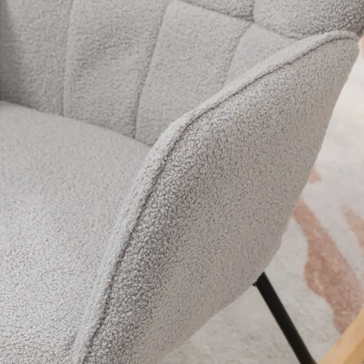 HOMCOM Berber Fleece Nursery Glider Rocker for Nursing, Wingback Rocking Chair for Living Room in Light Grey