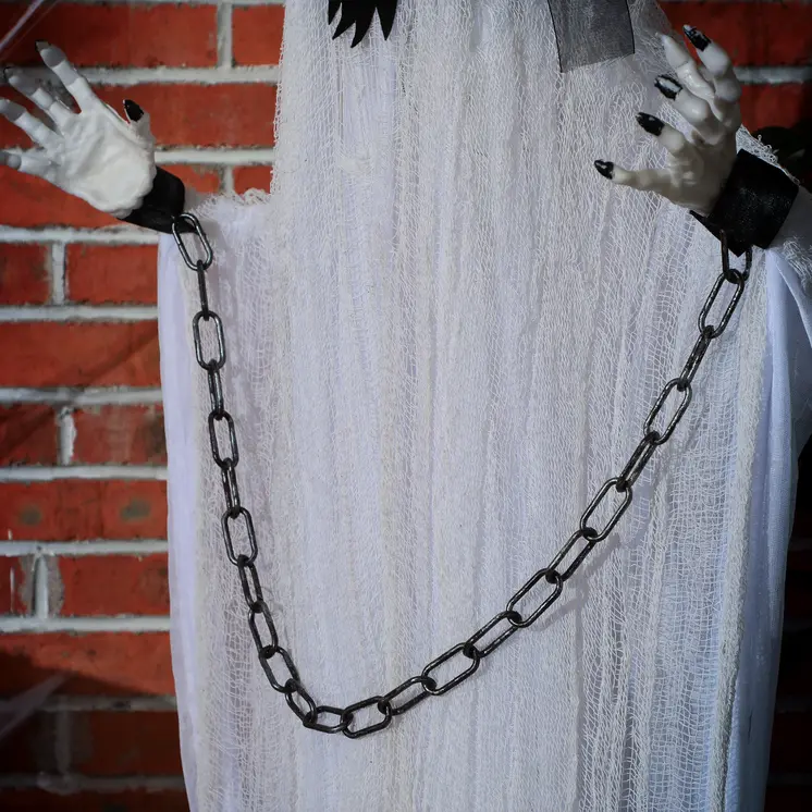HOMCOM 204cm 80" Hanging Ghost Outdoor Halloween Decoration, Halloween Animatronic with Sound Activated, Light Up Eyes, Sound Effects, Animated Prop for Haunted House