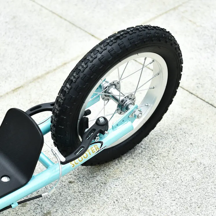 HOMCOM Teen Kids Stunt Scooter with Adjustable Handlebar, 12 Inch Rubber Tyres, Dual Brakes, Blue
