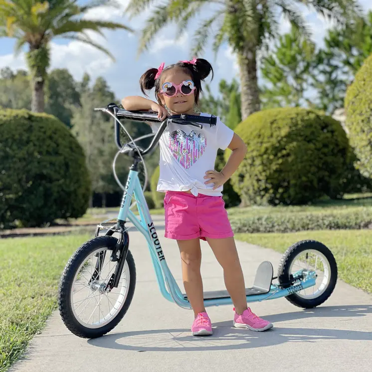HOMCOM Teen Kids Stunt Scooter with Adjustable Handlebar, 16 Inch Rubber Tyres, Dual Brakes in Blue