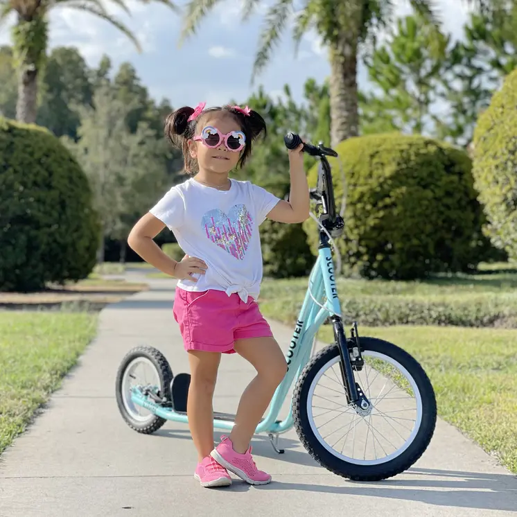 HOMCOM Teen Kids Stunt Scooter with Adjustable Handlebar, 16 Inch Rubber Tyres, Dual Brakes in Blue