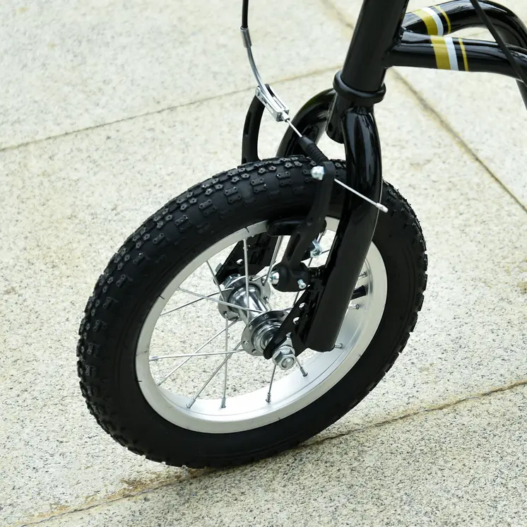 HOMCOM Teen Kids Stunt Scooter with Adjustable Handlebar, 12 Inch Rubber Tyres, Dual Brakes in Black